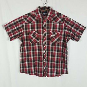 Vtg Wrangler Western Pearl Snap Shirt Red Green